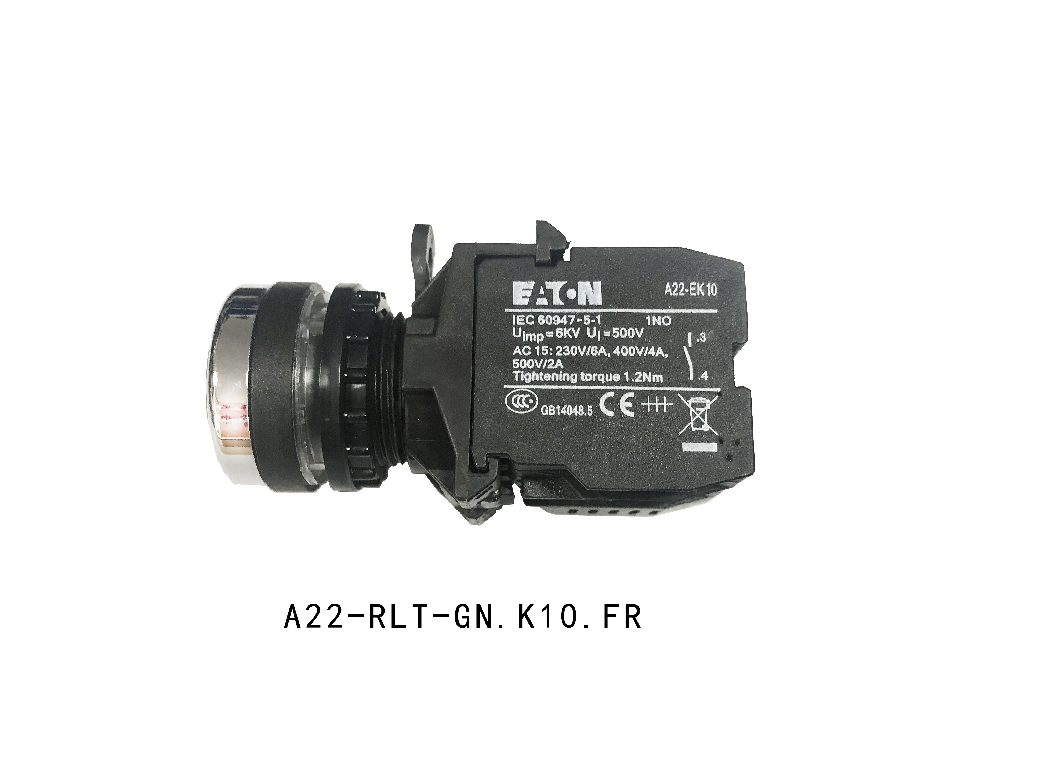 【伊顿穆勒】平头带灯按钮 A22-RLT-GN/K10/FR